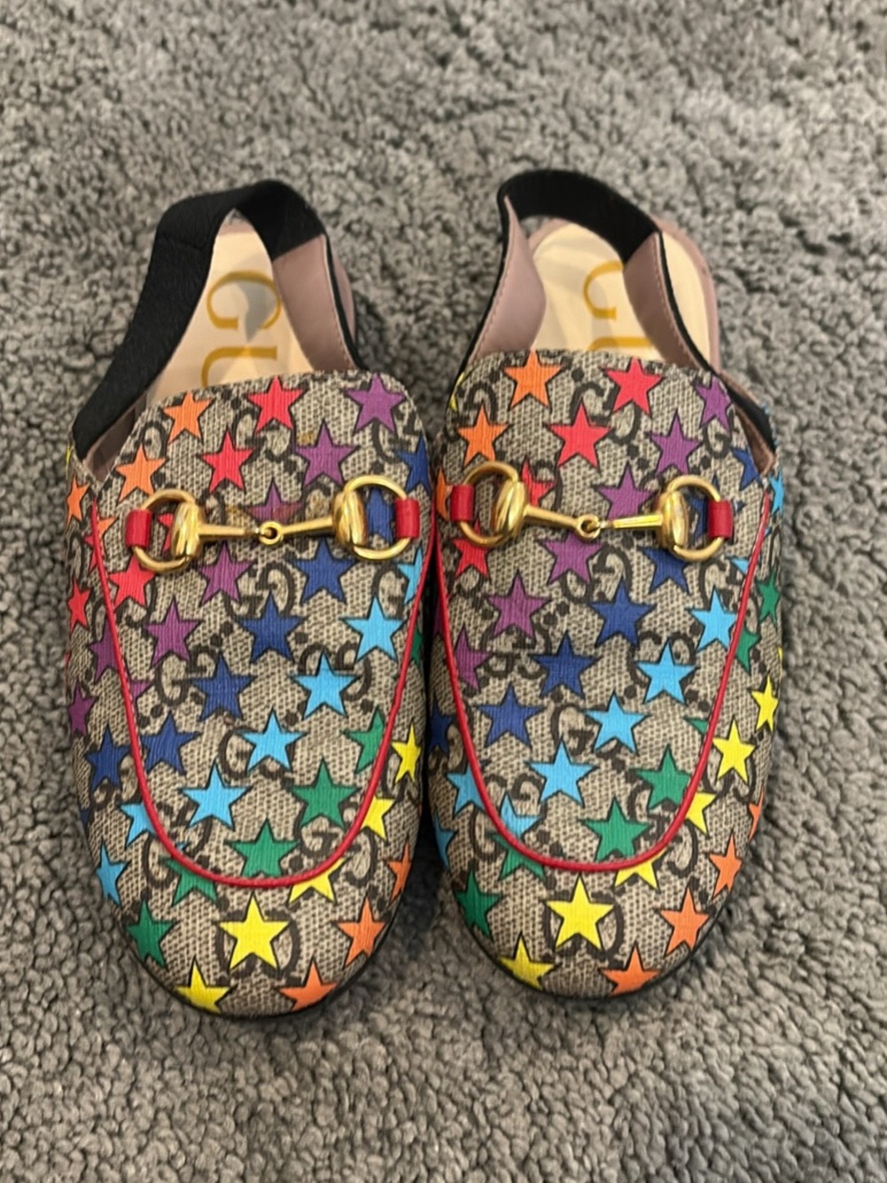 Gucci Kids Multicolor Star Horsebit Slingback Loafers